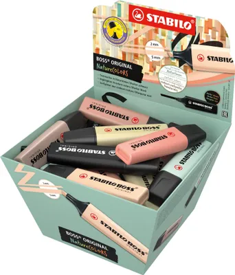 Produktbild von STABILO BOSS ORIGINAL NatureCOLORS, 30 Stück(e), Beige, Schwarz, Braun, Koralle, Dunkles Grau, Grün, Grau, 18 Jahr(e), Meißel, Mehrfarbig, Mud green, Earth green, Umber, Sienna, Beige, Warm grey, Black