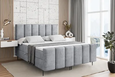 Produktbild von ALTDECOR Boxspringbett mit Schwarz Füßen, Matratze und Lattenrost, Topper, Fußteil, Polsterbett mit Bettkasten, Bett mit Stauraum H3-Matratze, Doppelbett - BOXI1-FC-Z - 120x200 - Grau Monolith