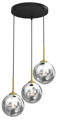Immagine prodotto di Lampada a sospensione Bursa, 3 attacchi E14, forma circolare, colore nero e oro
