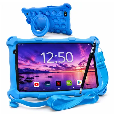 Produktbild von AngelTech Kindertablet PRO MAX - Android 14 - 4+3 GB RAM - 64+64 GB - Octa-Core-Prozessor - Schnelles 8 Zoll Kindertablet - Elterliche Kontrolle- Blau