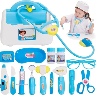 Immagine prodotto di Kit del dottore per bambini - Giocattolo medico - Gioco di ruolo educativo - Con luci e suoni - 16 pezzi - Multicolore