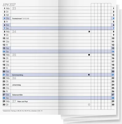 Produktbild von BRUNNEN Wochen-Ersatzkalendarium Mod. 740 2027 | 78×153 mm