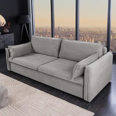 Produktbild von riess-ambiente Design Schlafsofa APARTMENT 200cm grau Cord 3-Sitzer Couch