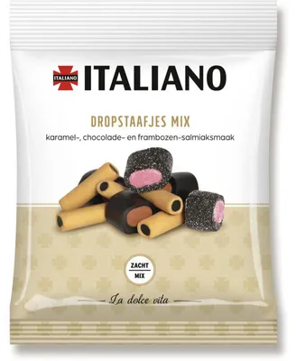 Produktbild von Italiano Napolitaanse Dropstaafjes 200 g – Süße Lakritzstäbchen, intensiver Geschmack
