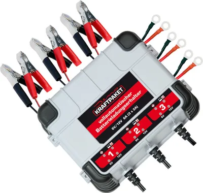 Produktbild von Dino KRAFTPAKET 6A-6V/12V KFZ Erhaltungsladegerät, (3x2a), Batterie Erhaltungsgerät Ladeerhaltungsgerät Batterieladegerät Ladegerät Auto Motorrad PKW