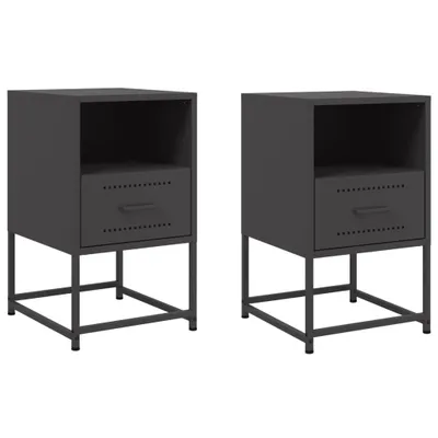 Obrázok produktu pre Nočné stolíky 2 ks čierne 36x39x60,5 cm oceľ