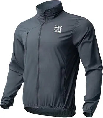 Produktbild von ROCKBROS Road to Sky Fahrradjacke Herren Damen Fahrradbekleidung Windjacke Lange Radjacke Für Radfahren Joggen Wandern Rennrad MTB Grau XL