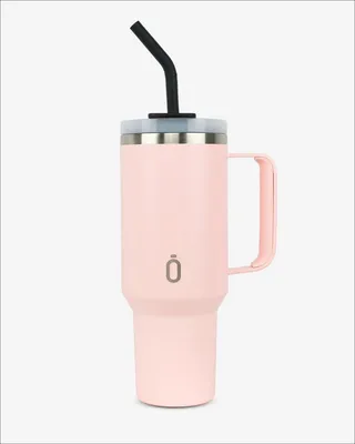 Produktbild von Runbott Latt Thermobecher mit Griff und Strohhalm – 1000 ml, Puderrosa