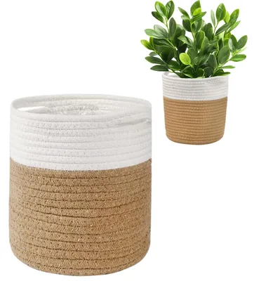Zdjęcie produktu dla Plecione koszyki bawełniane do roślin doniczkowych - 20 cm