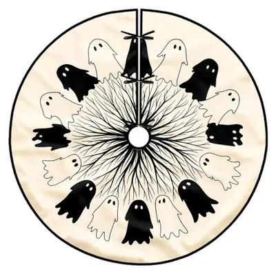 Produktbild von Geisterbaumrock für Halloween, schwarz, wiederverwendbar, Samt, 122 cm