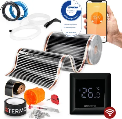 Produktbild von Termofol Elektrische Heizfolie mit Thermostat H6 WiFi, Schwarz, 60 W/m², 42m²