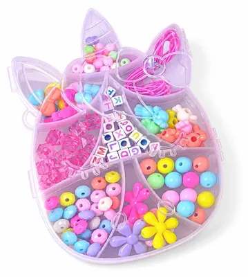 Produktbild von Perlen Set für Armbänder 200 Stück Kinder Mädchen Einhorn Bastelset mit Buchstaben & Kristallperlen