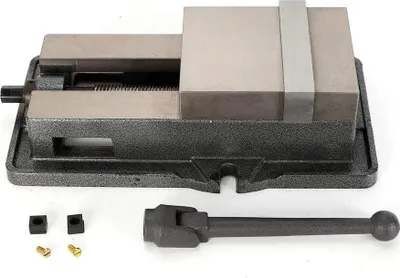Image de Étau de précision - Étau mécanique - Traction vers le bas - Pour fraiseuse et perceuse - Largeur des mâchoires 100 mm - Gris