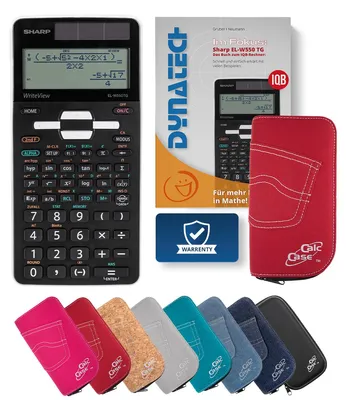 Produktbild von Sharp EL-W550TG Taschenrechner mit Schutztasche rot und Fachbuch