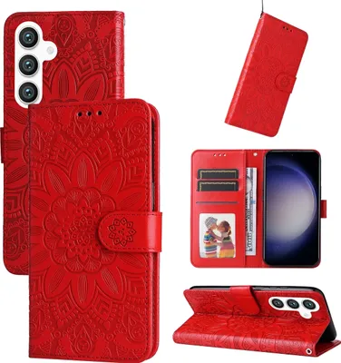 Produktbild von Mobigear Sunflower  Samsung Galaxy S24 Hülle Klapphülle Geldbörse - Rot