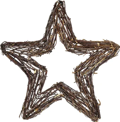 Produktbild von Deko Sterne Weide Natur Hängedeko Wandkranz Weihnachten 40cm 2er Set, 2 Stück