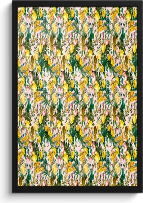 Produktbild von MuchoWow® MuchoWow® Gerahmtes Poster Blumen - Gelb - Collage 40x60 cm - Poster mit zchwarzem Bilderrahmen - Papierdruck - Wandbilder