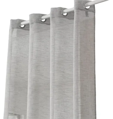 Immagine prodotto di Set di 2 tende trasparenti con passanti, effetto lino, color grigio chiaro, dimensioni 140x225 cm