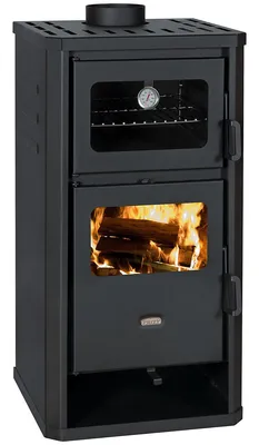Produktbild von Holzofen mit Backfach Prity FM D – 12,1 kW, Backfach mit Thermometer, Graphitschwarz,