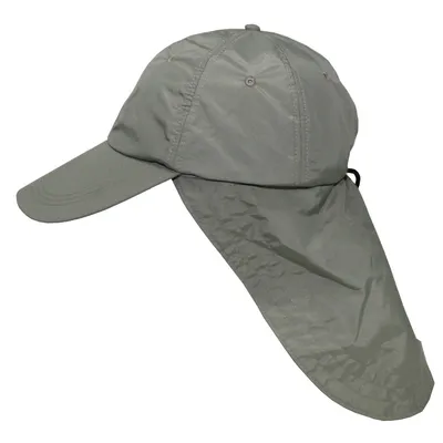 A single, light green sun hat with a neck flap is shown against a white background.
