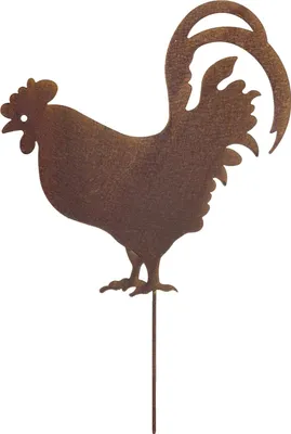 Produktbild von Gartenstecker Hahn aus Metall Edelrost-Optik 30 x 46 cm Gartendeko Rostfigur Hühnerdeko Tierfigur Hahnenfigur rostig Beetstecker Gartendekoration Landhausstil Dekofigur