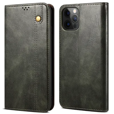 Obrázek produktu pro Pouzdro pro iPhone 13 Pro, kožené flip pouzdro peněženka s funkcí stojánku zelené