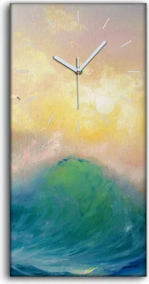 Produktbild von Leinwand Uhr Küche Wohnzimmer Bild Geräuschlos 30x60 Landschaft Surfen - weiße Hände