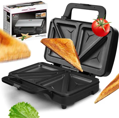 Produktbild von ProfiCook® Sandwichmaker für amerikanische Sandwiches und XXL-Toastscheiben, elektrischer Sandwichtoaster mit extra großen Sandwich-Platten (antihaftbeschichtet), Sandwich-Maker 900W, PC-ST 1092