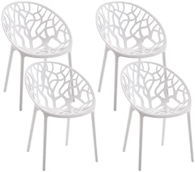 Produktbild von CLP 4er Set Gartenstühle Hope mit Lehne stapelbar wetterfest UV-beständig bis 150 kg weiß