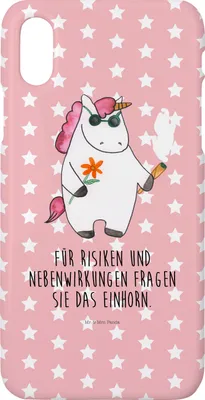 Produktbild von Mr. & Mrs. Panda Iphone 10 Handyhülle Einhorn Woodstock - Rot Pastell - Geschenk, Alkohol, X, Cover, Unicorn, Einhörner, Hülle, Joint, Party, Handy