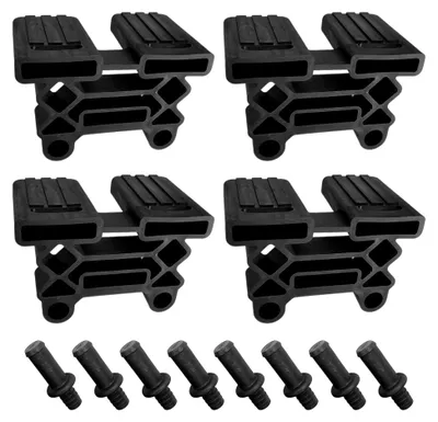 Produktbild von 4 Stück Lattenhalter 38 x 8 mm + 8 Stück Bolzen Haltestifte 11 mm für Lattenrost Kappen Halter Endkappenhalter Bett Flexibel Gummi Schwarz