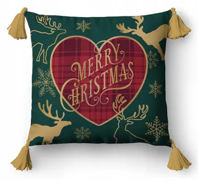 Produktbild von Detexpol Weihnachtliche Dekokissenhülle 45x45cm mit Fransen