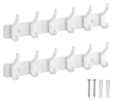 Image de Lot de 2 supports muraux pour cintres, chacun avec 6 cintres