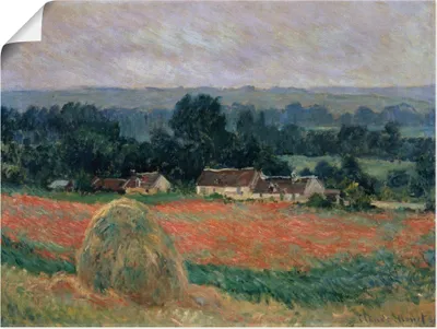 Produktbild von ARTland Poster Heuhaufen in Sommerlandschaft Größe: 80x60 cm