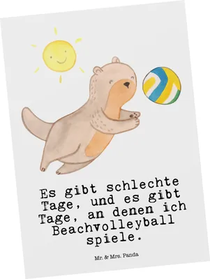 Produktbild von Mr. & Mrs. Panda Postkarte Otter Beachvolleyball - Weiß - Geschenk, Motivkarte, Grußkarte, Volleyballturnier, Ansichtskarten, Postkarten, Ansichtskarte, Ballsport
