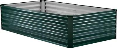 Zdjęcie produktu dla SucceBuy Metalowa podwyższona grządka 203 x 102 x 46 cm, prostokątna grządka ogrodowa do użytku na zewnątrz, zestaw skrzynek do sadzenia z rękawiczkami, idealna do kwiatów i warzyw, ciemnozielona