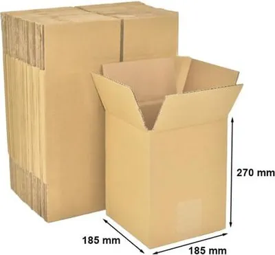 Obrázek produktu pro Skládací kartony Kartonová krabice na balení, 185 x 185 x 270 mm, 50 kusů