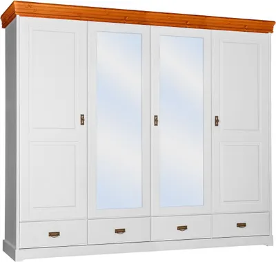 Productafbeelding van Kledingkast, landelijke stijl, kast, kledingkasten, houten meubels, wit, plank