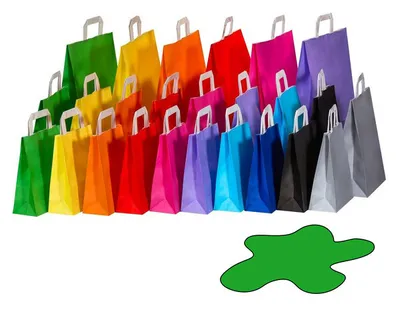 Produktbild von 50x Papiertragetaschen Papiertaschen Flachhenkel 18x8x22cm grün 70gr.