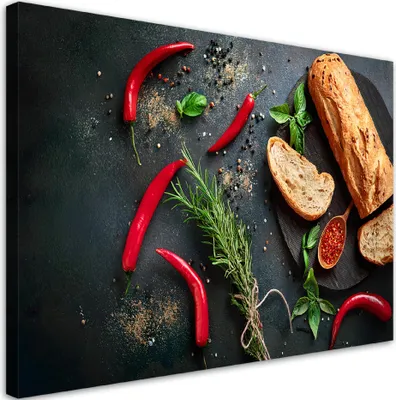 Produktbild von Leinwandbild Lebensmittel Gewürze für die Küche 120x80 Feeby Rot bild für die wand bereit zum aufhängen