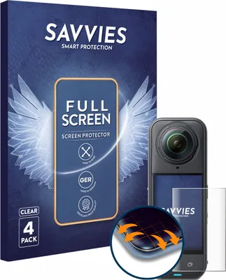 Produktbild von 4x Savvies Fullscreen Schutzfolie für Insta360 X5 Displayschutz Folie Fullcover Klar Transparent