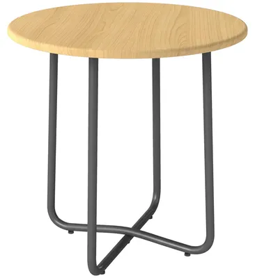Immagine prodotto di Tavolino da Giardino Rotondo Ø48x51 cm in Metallo Effetto Legno Naturale