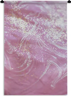 Produktbild von MuchoWow® Wandteppich Wandbehang Marmor - Rosa - Weiß - Glitter 120x180 cm Tapisserie Dekoration Wandtuch - Schlafzimmer - Dekorationen für das Haus