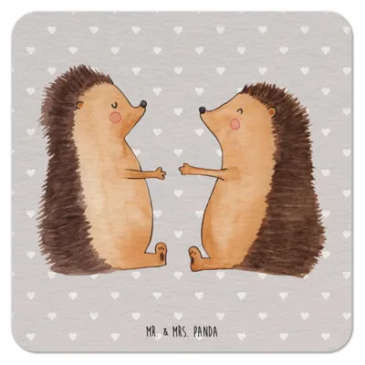 Produktbild von Mr. & Mrs. Panda Tischuntersetzer Igel Liebe 25er Set - Grau Pastell - Geschenk, Verlobung, Flaschenuntersetzer, Bierdeckel, Hochzeit, gläseruntersetzer, Freundin
