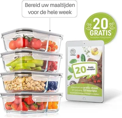 Obrázek produktu pro Skleněné nádoby na potraviny, 4dílná sada, kuchyně