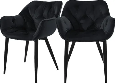 Produktbild von ML-Design 2er Set Esszimmerstuhl mit Rückenlehne, Schwarz, aus Samt