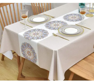 Produktbild von Abwischbare Tischdecke 220x137cm PVC Wachstuch Rechteckig Wasserabweisend Blumen-1