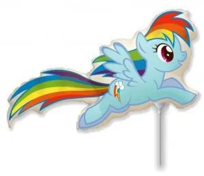 Produktbild von My Little Pony Rainbow Dash Folienballon am Stiel, blau, 43 cm