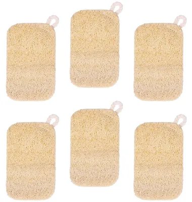6 Luffa-Schwämme, natürliche Spülschwämme, 9x7 cm, braun