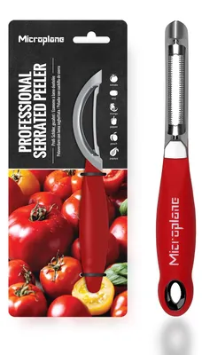 Produktbild von Microplane 48192, Obst & Gemüse, Y-Schäler, Edelstahl, Rot, Edelstahl, Kunststoff, Aufhängeloch